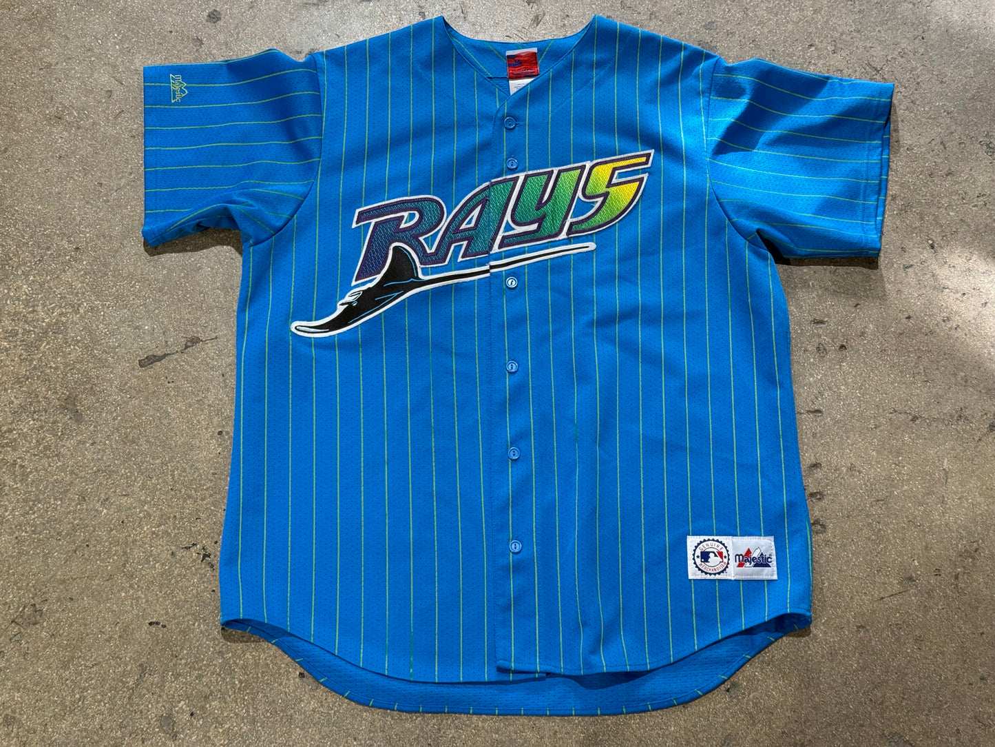 Majestic Tampa Bay Devil Rays Alternate Jersey - Pinstripe Size XL