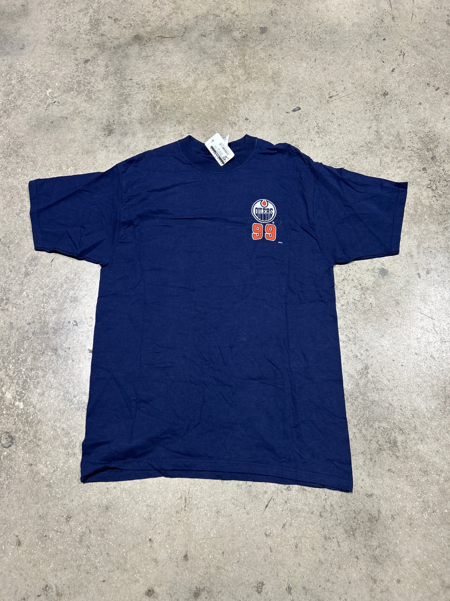 Wayne Gretzky The Great One Oilers Tee - Navy Blue Size Large