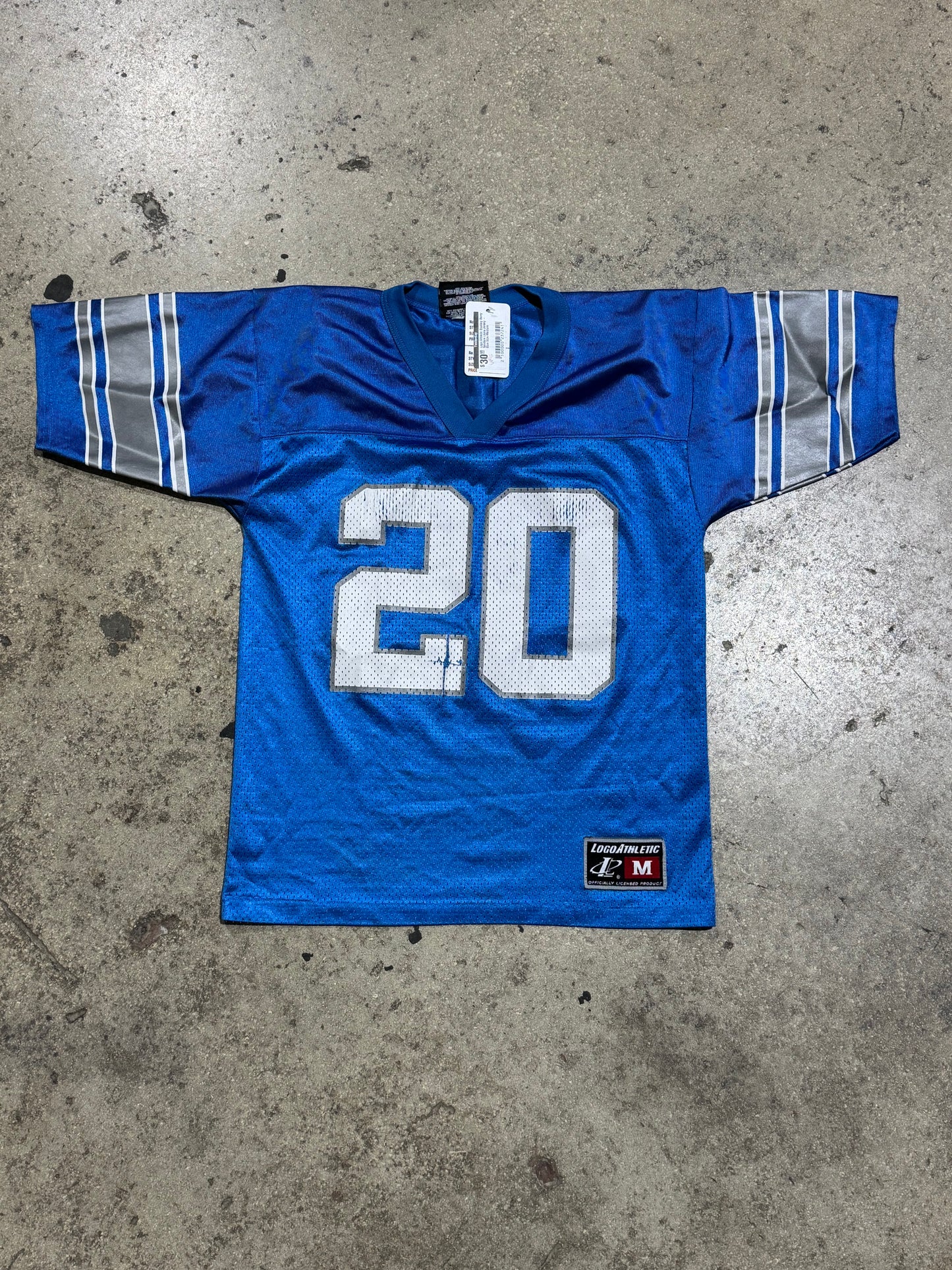 Logo Athletic Bootleg Barry Sanders Lions Jersey - Blue Size Medium