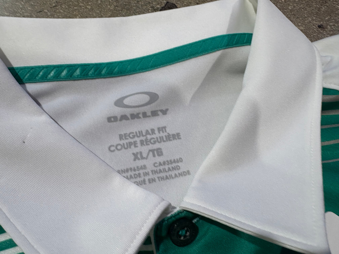 Oakley Stripped Golf Polo Shirt - White /Green Size XL