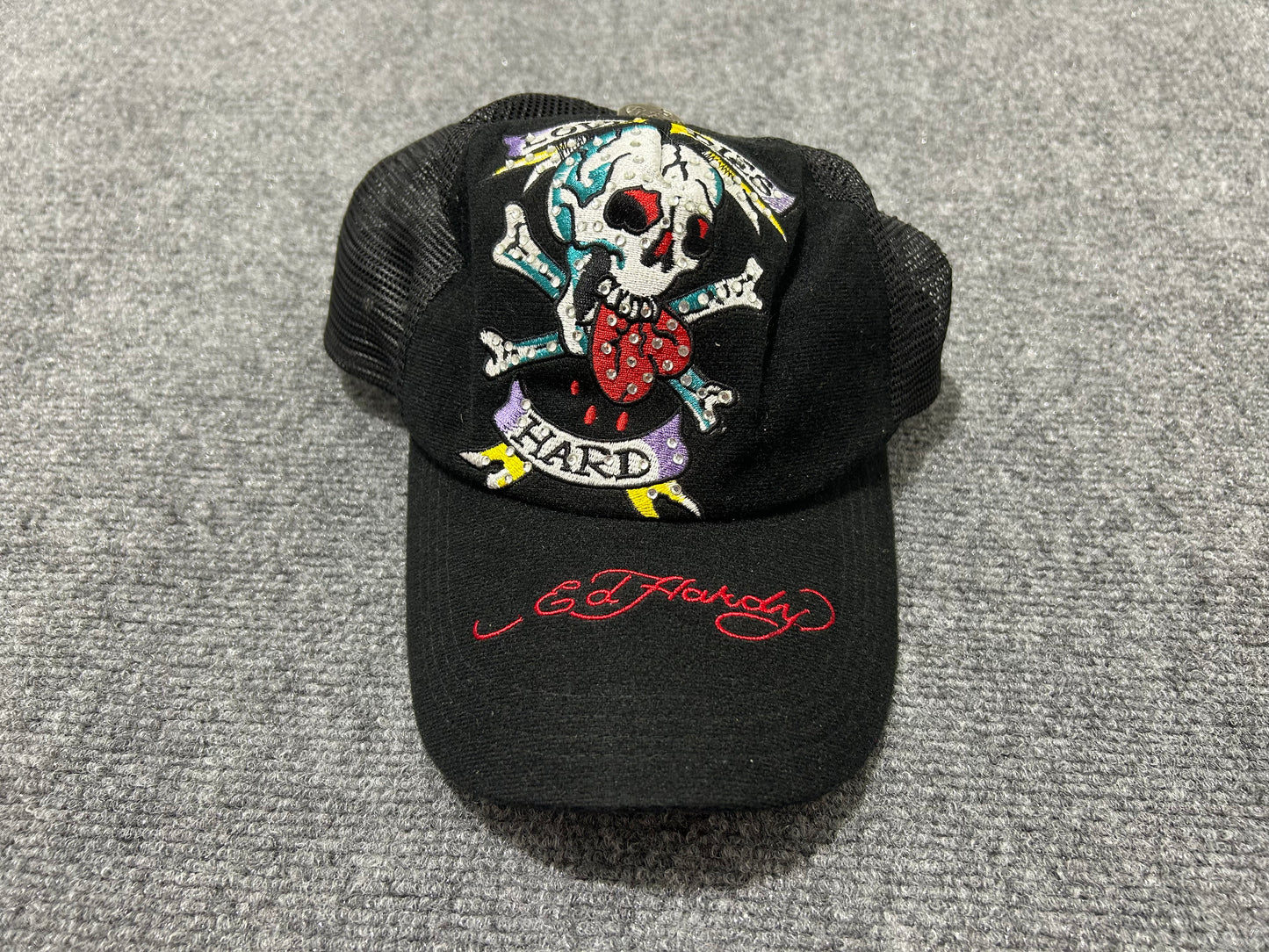 Ed Hardy Skull Trucker Hat - Black