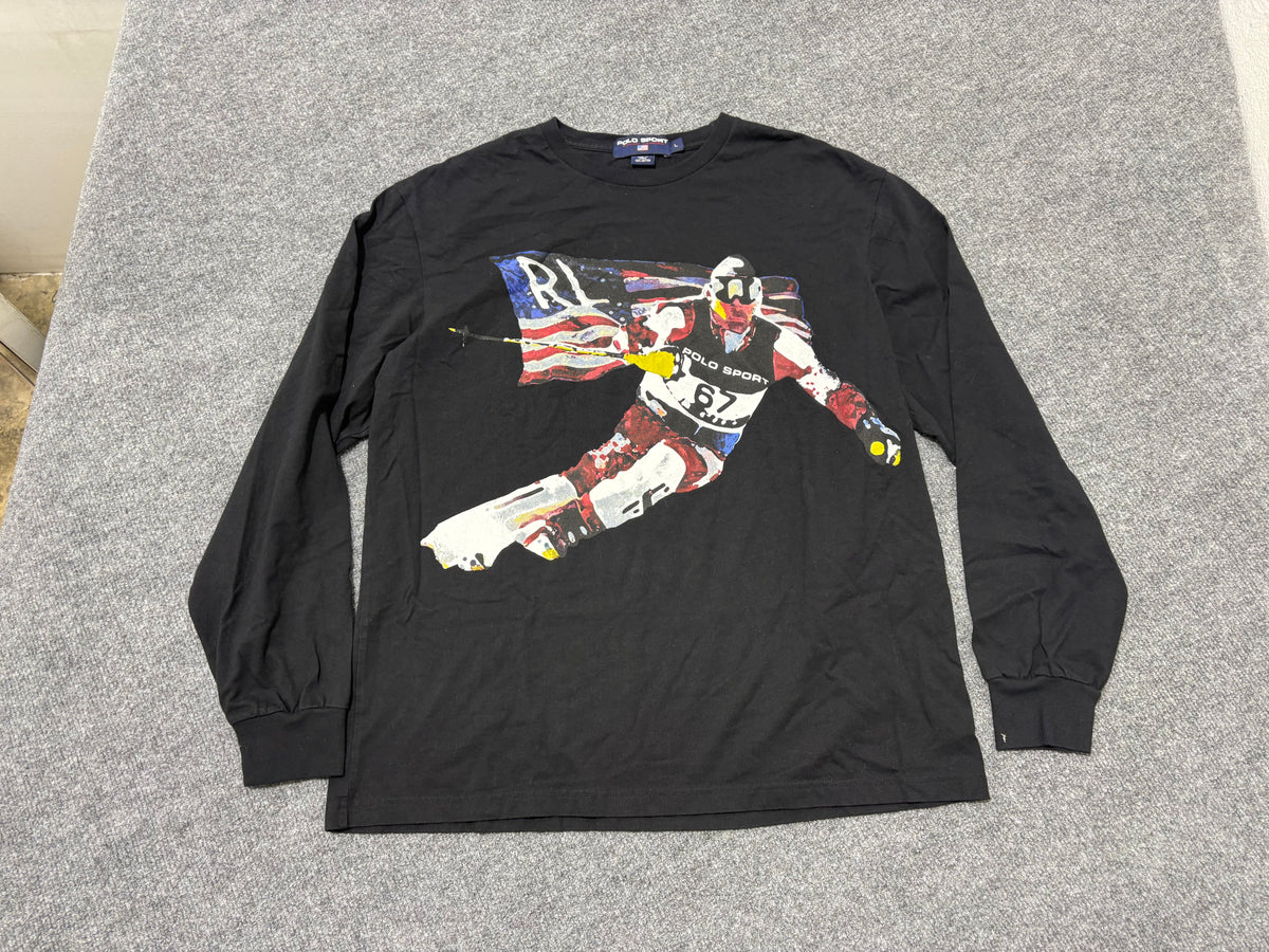 Polo Sport Ski Man Long Sleeve Tee - Black Size Large