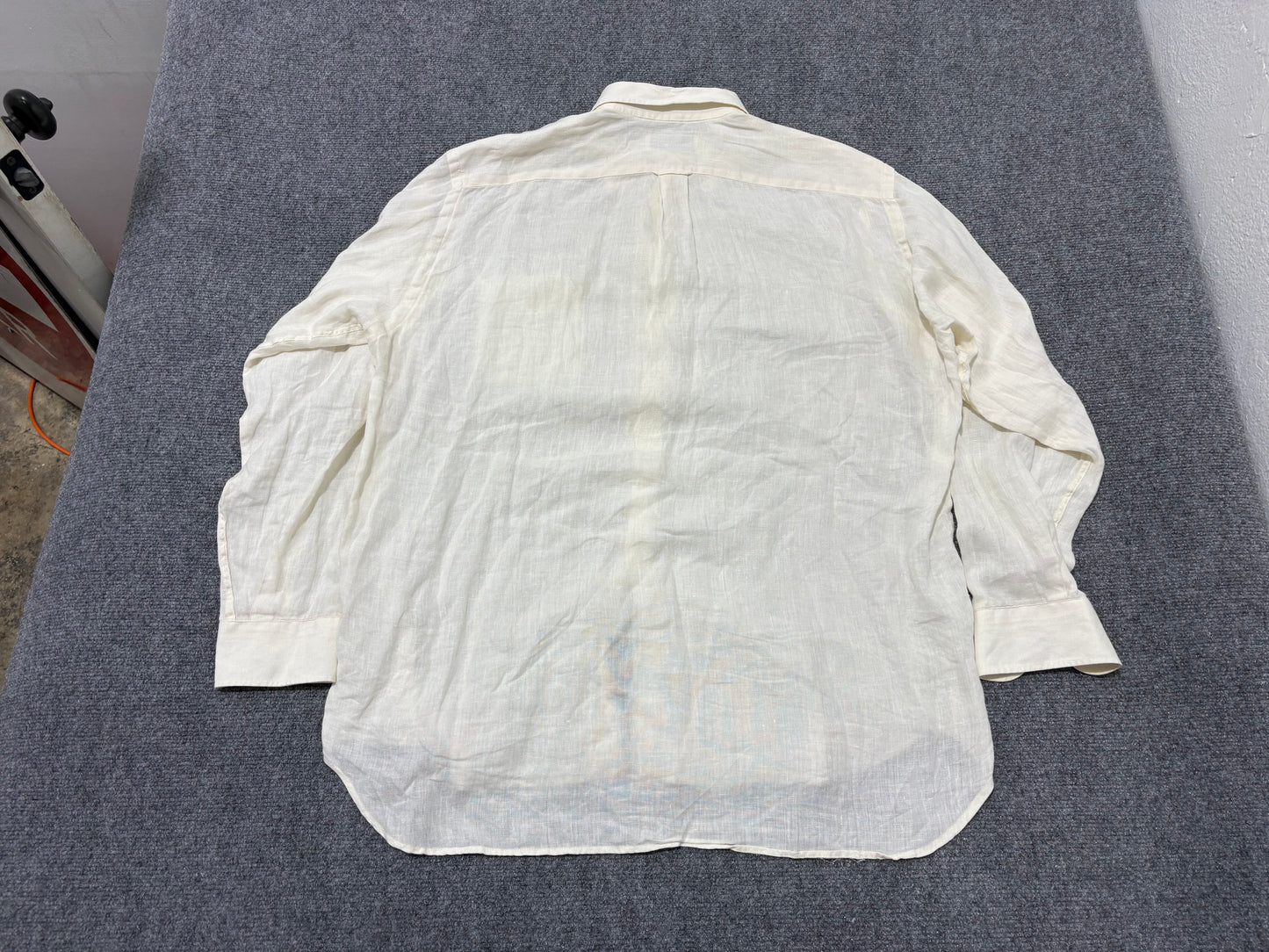 80s Burberry Made In France Linen Button Up Shirt - White Size XL