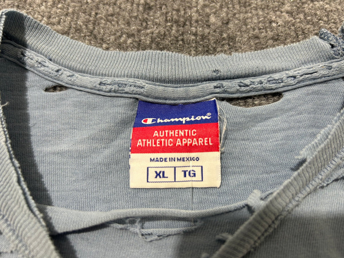 Thrashed Champion Script Logo Tee - Faded Blue Size XL