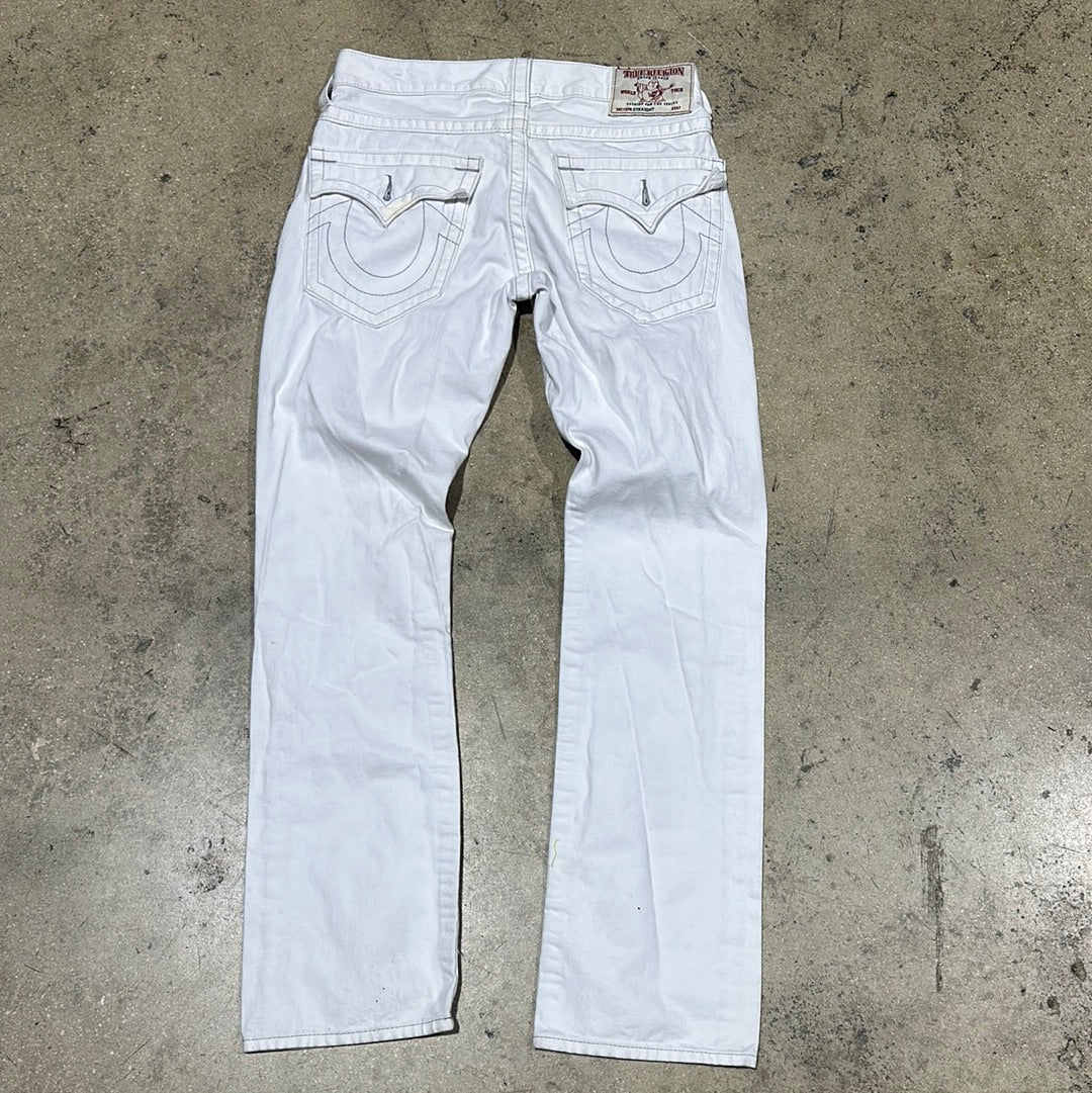 True Religion Straight Leg Denim Jeans - White Size 30x33