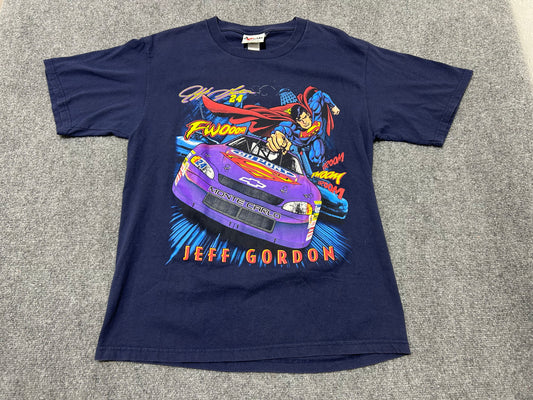 1999 Jeff Gordan Superman Nascar Tee - Navy size Large