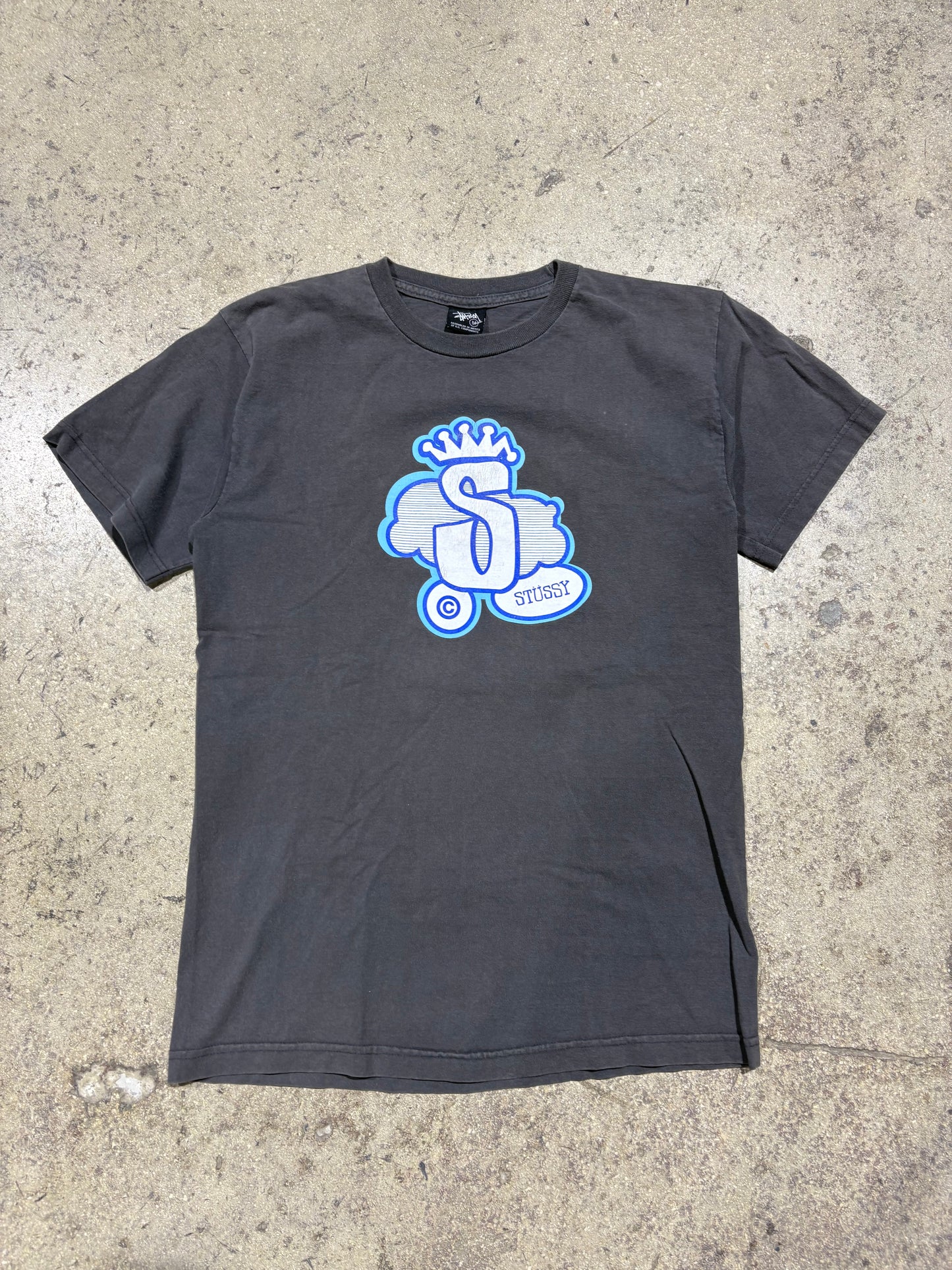Stussy Graffiti Logo Tee - Grey Size Medium