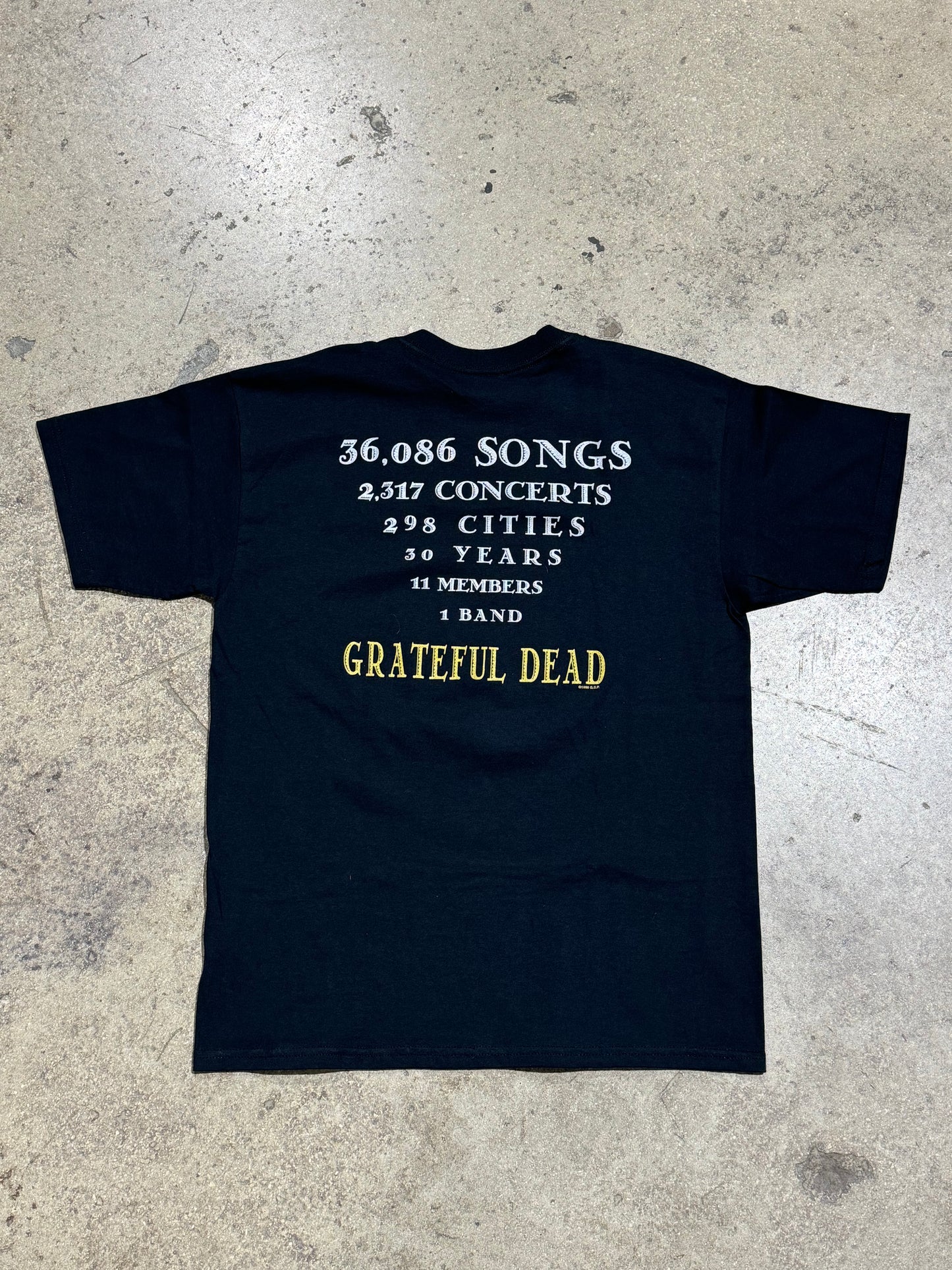 1996 Grateful Dead Skull Stats Tee - Black Size Large