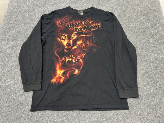 2007 Harley Davidson Wolf Mile High Long Sleeve Tee - Black Size XL
