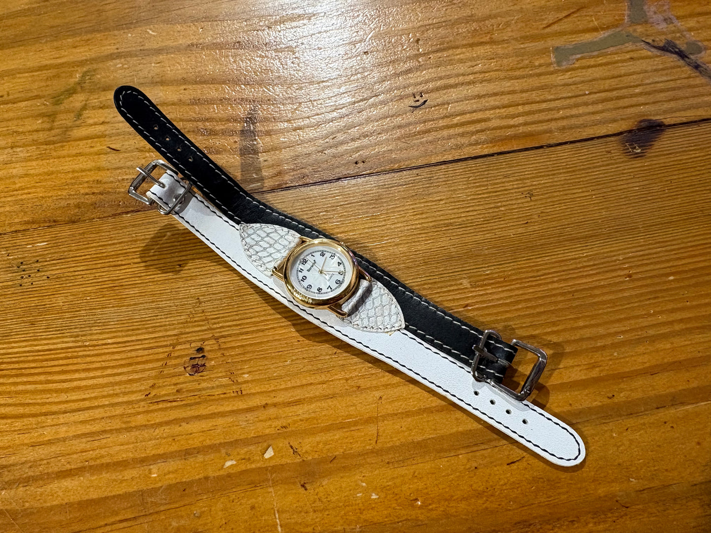 Bonetto Double Band Watch - White / Black