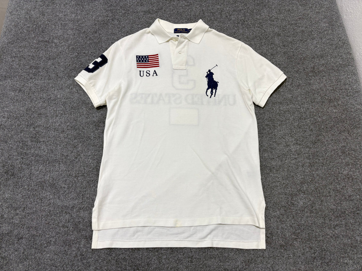 Polo Ralph Lauren #3 USA Polo Shirt - White Size Medium