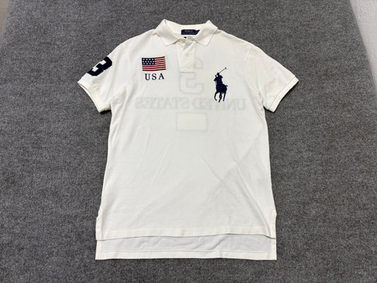 Polo Ralph Lauren #3 USA Polo Shirt - White Size Medium