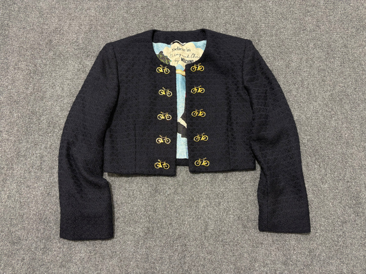 Moschino Womens Cropped Jacket - Navy Size Small