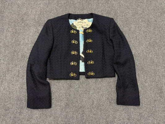 Moschino Womens Cropped Jacket - Navy Size Small