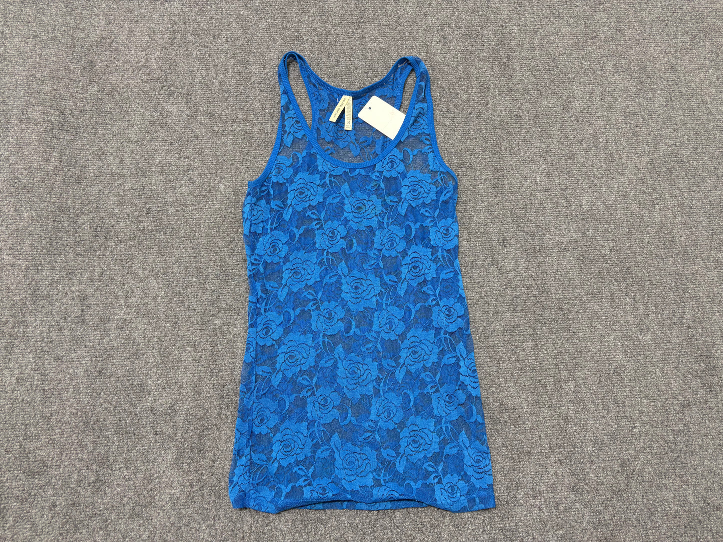 Floral Lace Racerback Top - Blue Size Medium