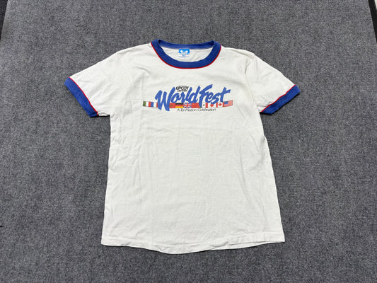 Epcot World Fest Ringer Tee - White Blue Size Small