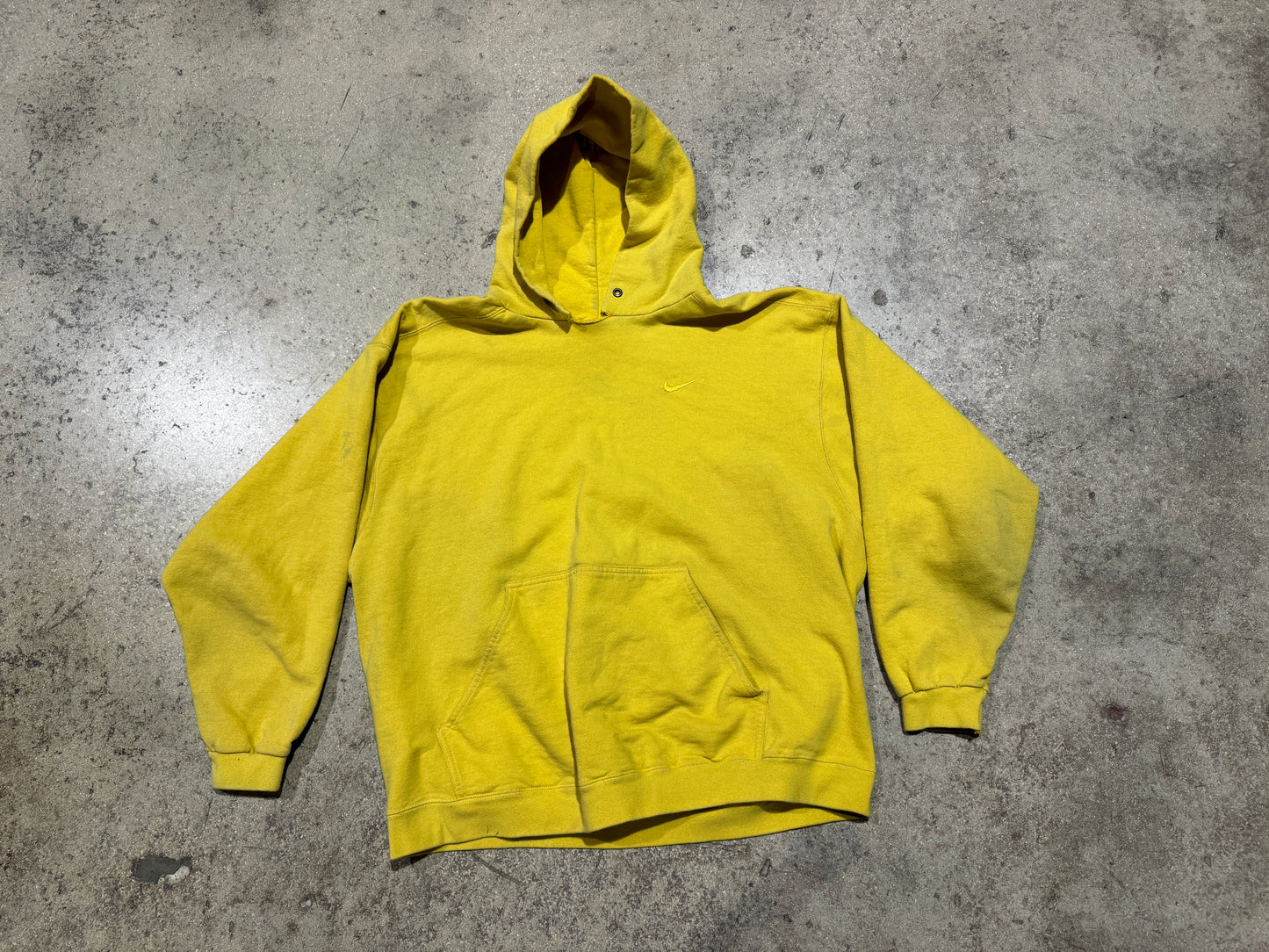 90s Nike Hoodie - Pale Yellow Size XL