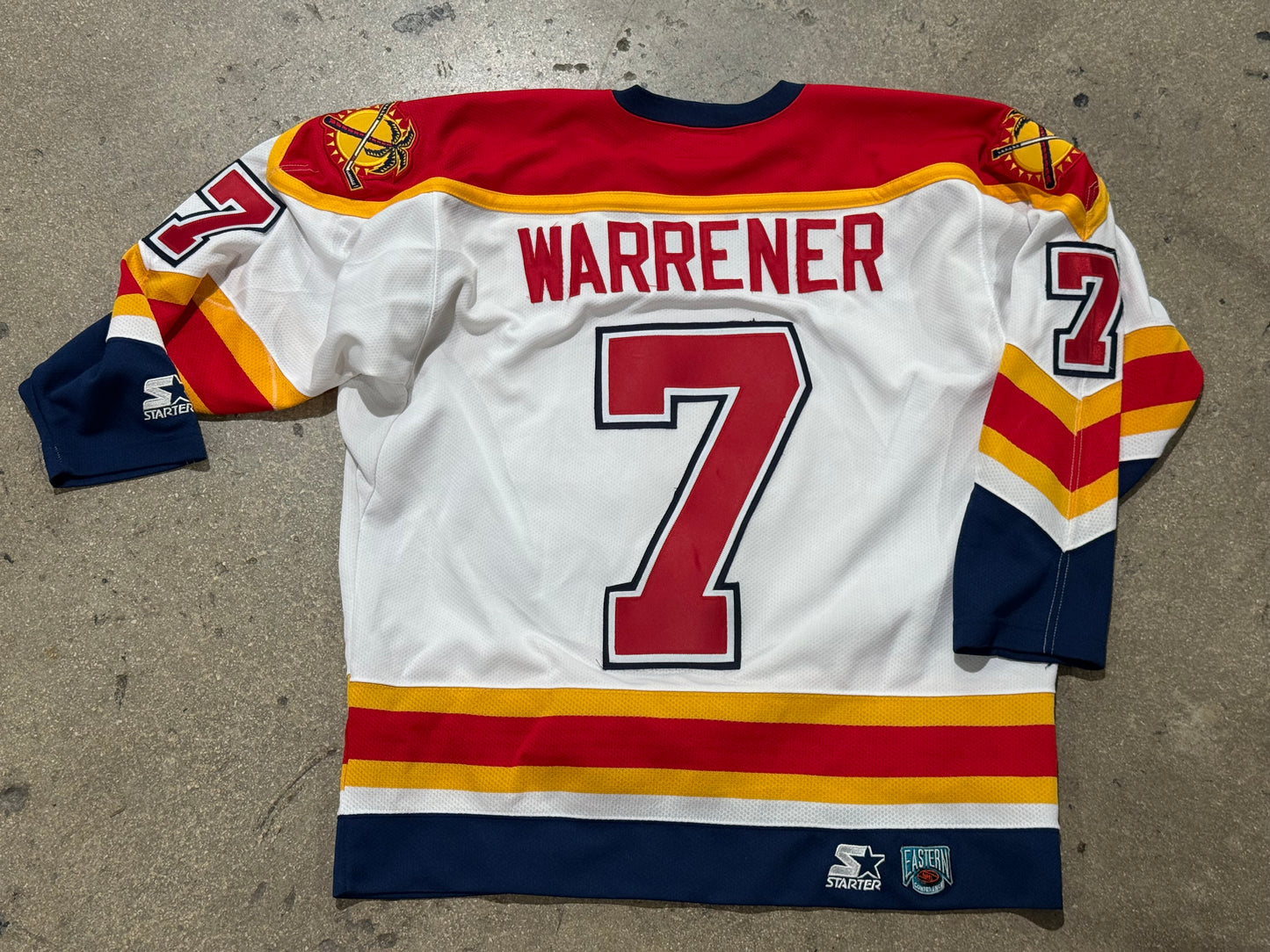90s Starter Florida Panthers Warrener #7 Jersey - White Size Large