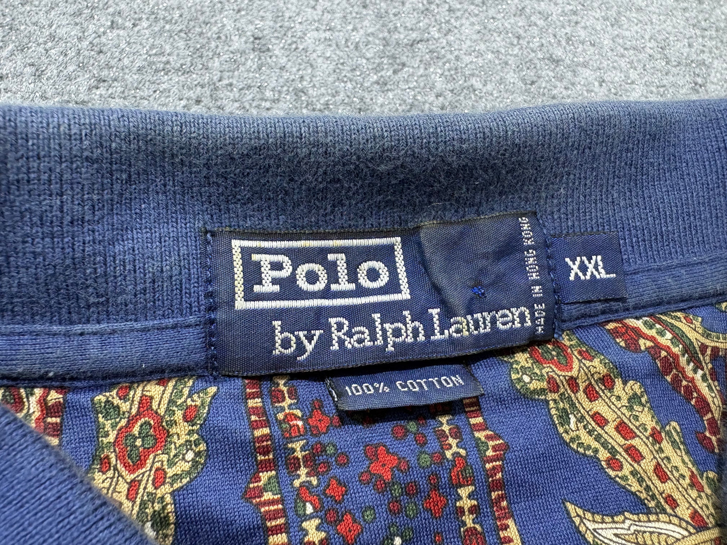 Polo Ralph Lauen Paisley Polo Shirt - Blue Size XXL