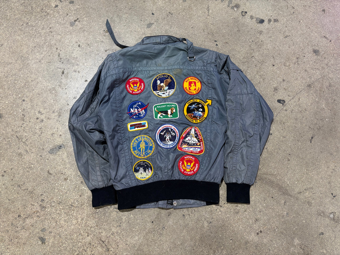 Style Auto Zip Up Patches Jacket - Grey Size Small