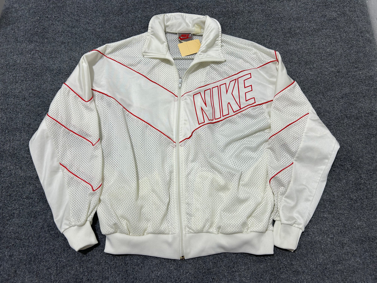 90s Nike Mesh Track Jacket - White/ Red Size Large