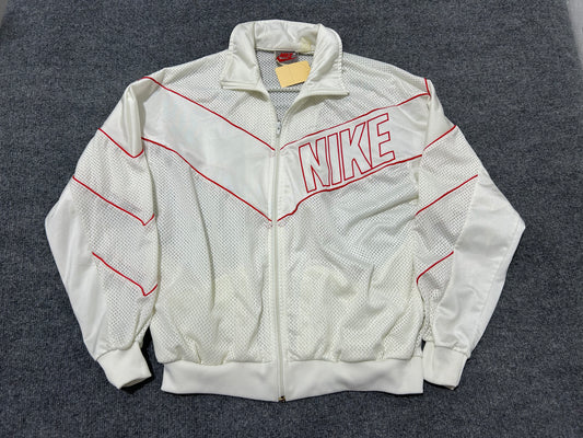90s Nike Mesh Track Jacket - White/ Red Size Large