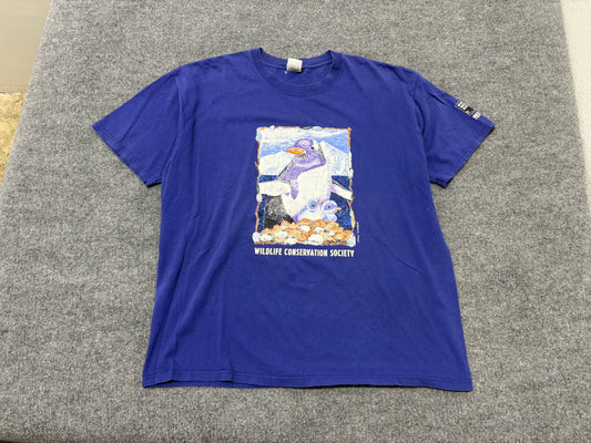 Penguin Wildlife Conservation Tee - Blue Size XL