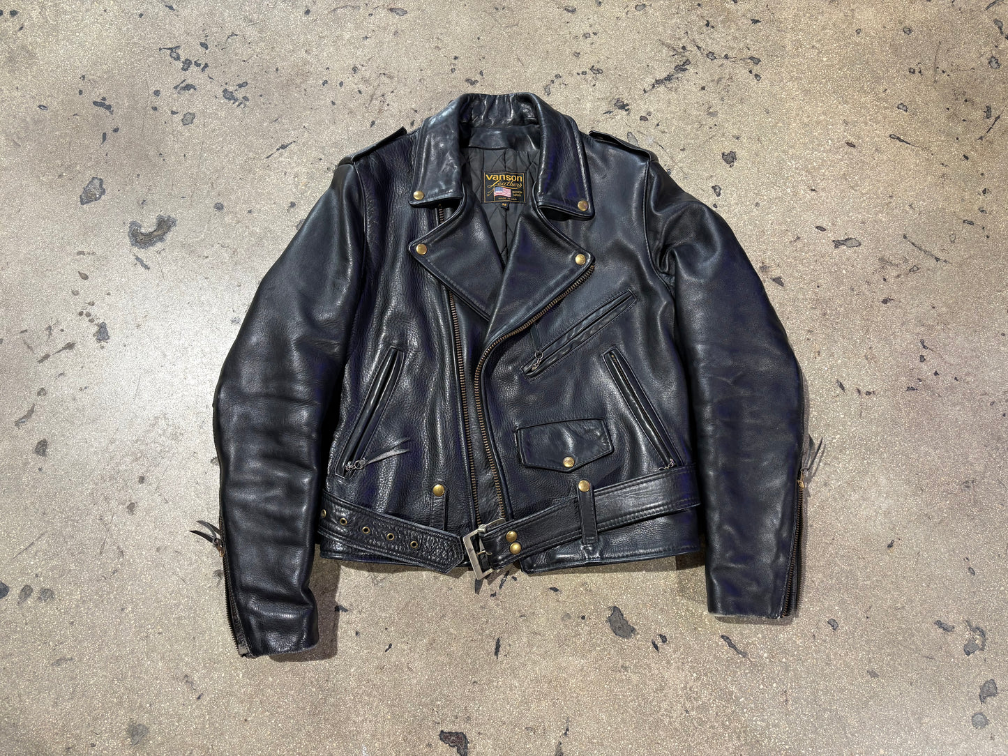 Vanson Leathers Biker Jacket - Black Size 38 / Medium