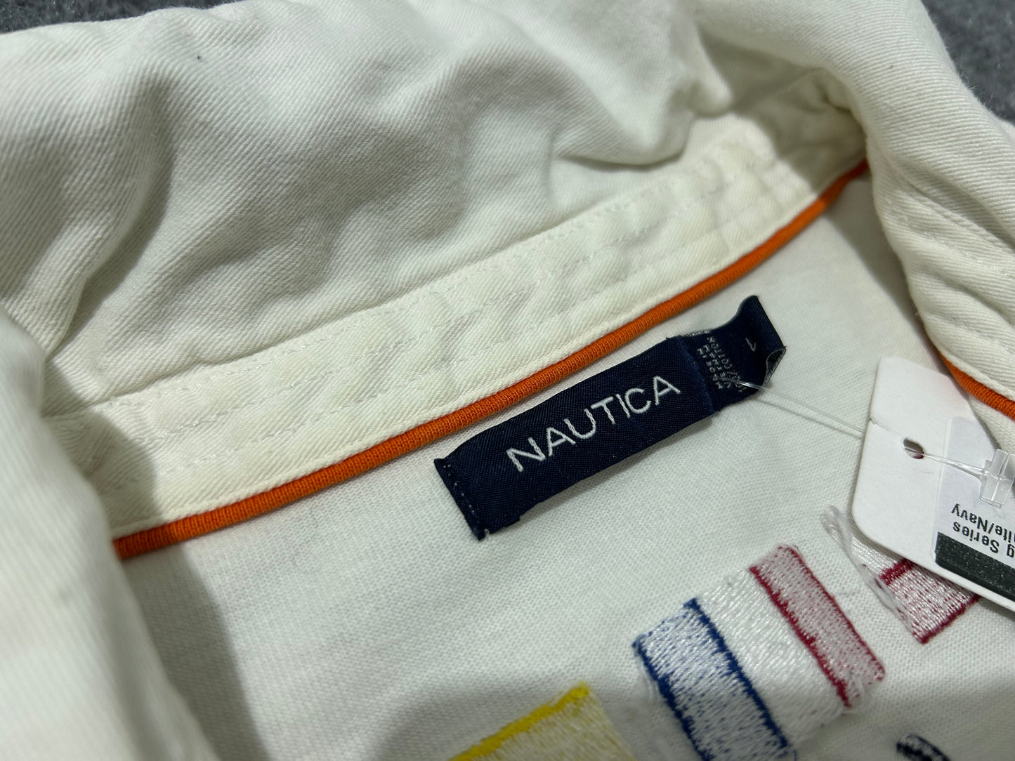 Nautica Signal Flag Series Rugby Shirt - White/Navy Size Large