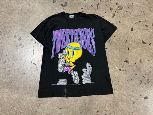 1993 Tweety Bird Work Out Tee - Black Size XL