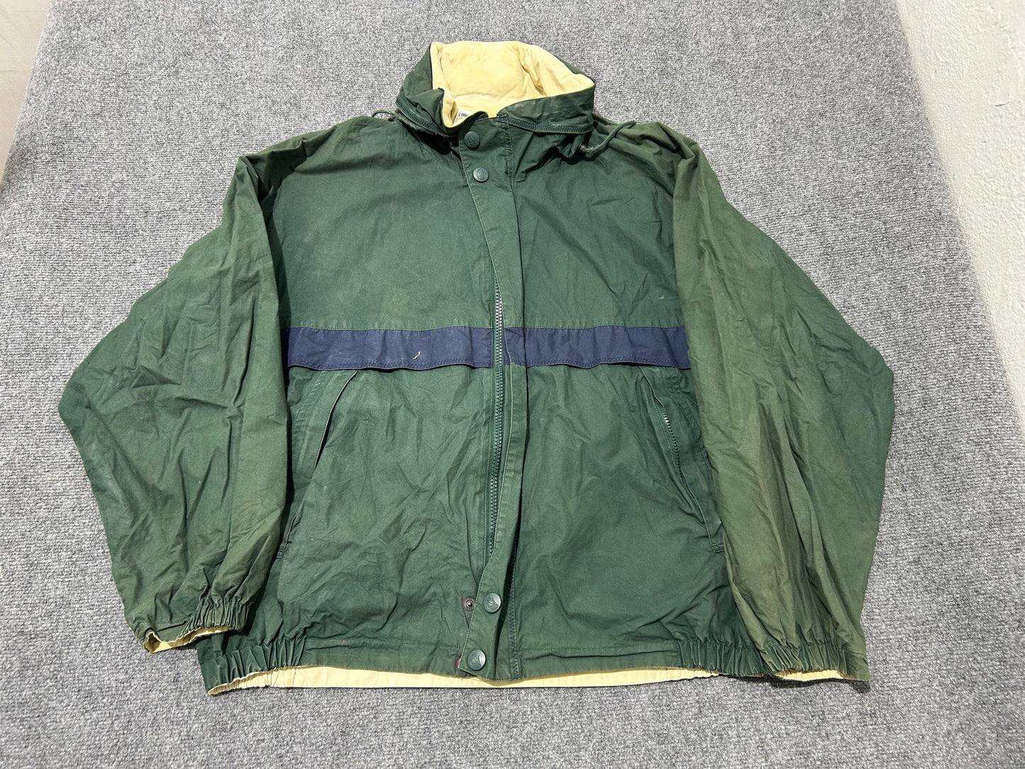 Nautica Reversible Outdoor Jacket - Green/Navy/Tan Size Large