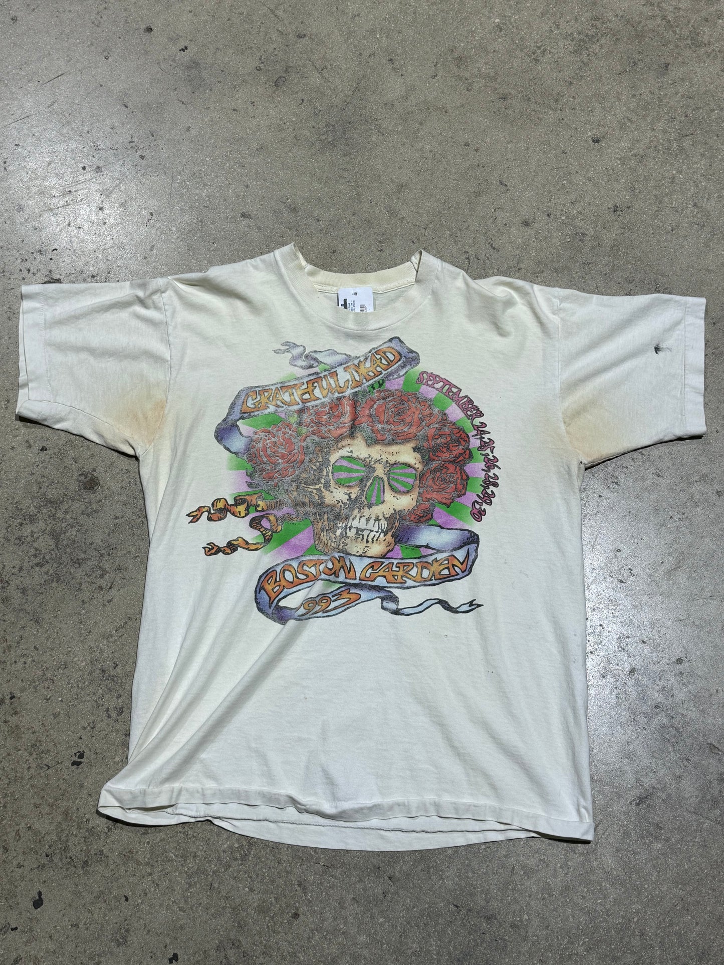 1993 Grateful Dead Boston Garden Tee - White Size XL