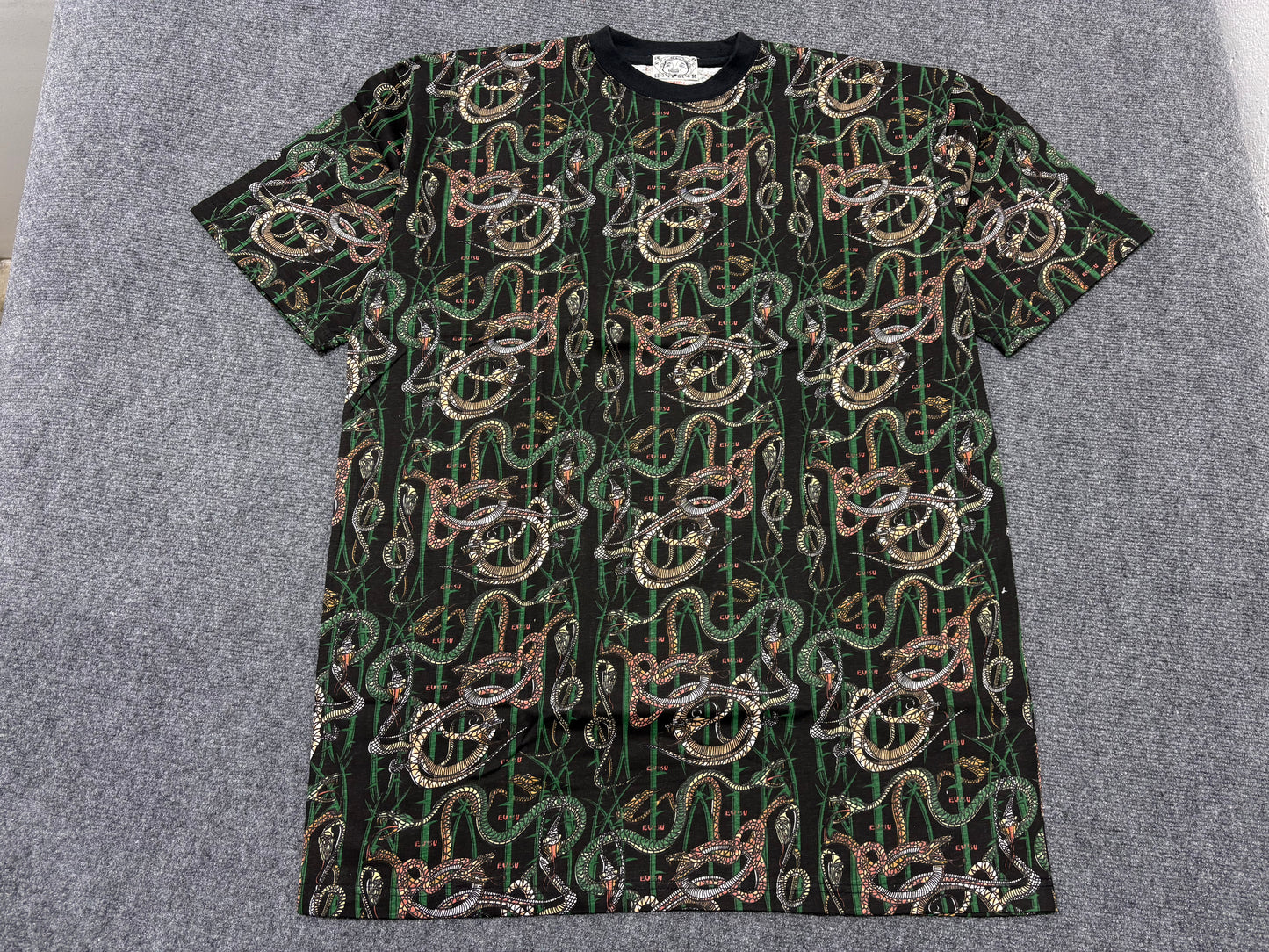 Evisu Snakes in the Grass AOP Tee - Black / Green Size XL