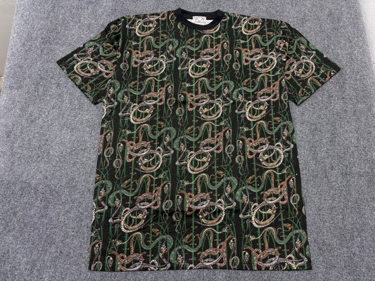Evisu Snakes in the Grass AOP Tee - Black / Green Size XL