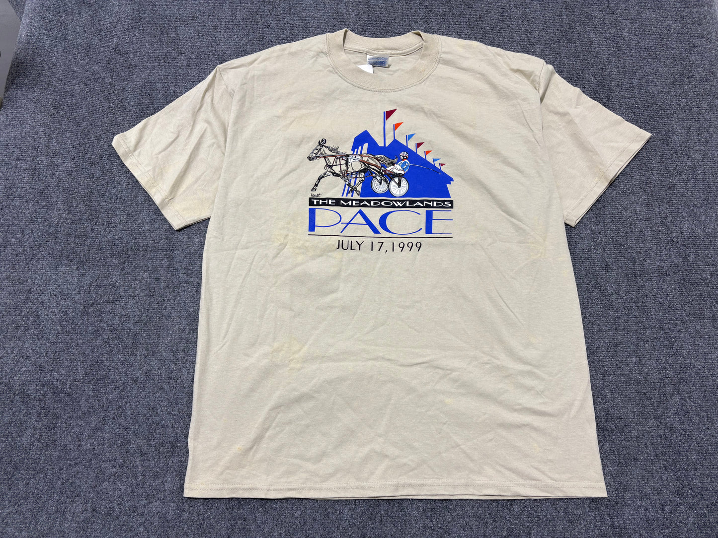 1999 The MeadowLands Pace Tee - Beige Size XL
