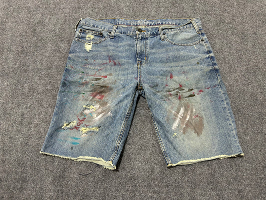Thrashed Denim Shorts - Blue Size 38(con)
