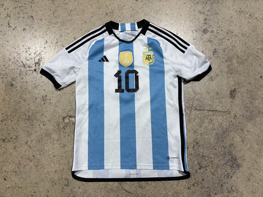 Kids Adidas Argentina Messi Jersey - White/ Blue Size 15-16Y