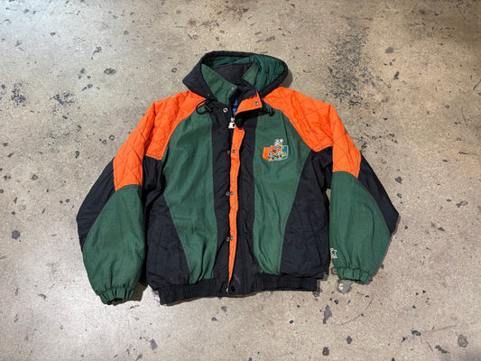Starter Miami Hurricanes Jacket - Black/ Green / Orange Size Large