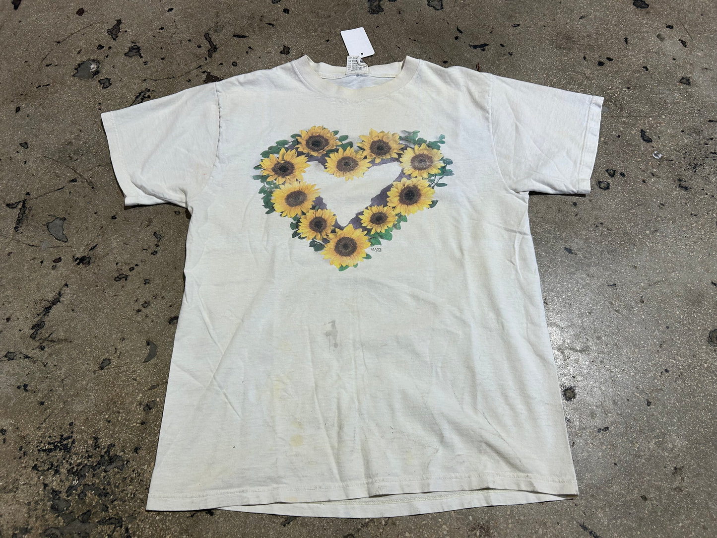 1995 Sunflower Heart Tee - White Size Large