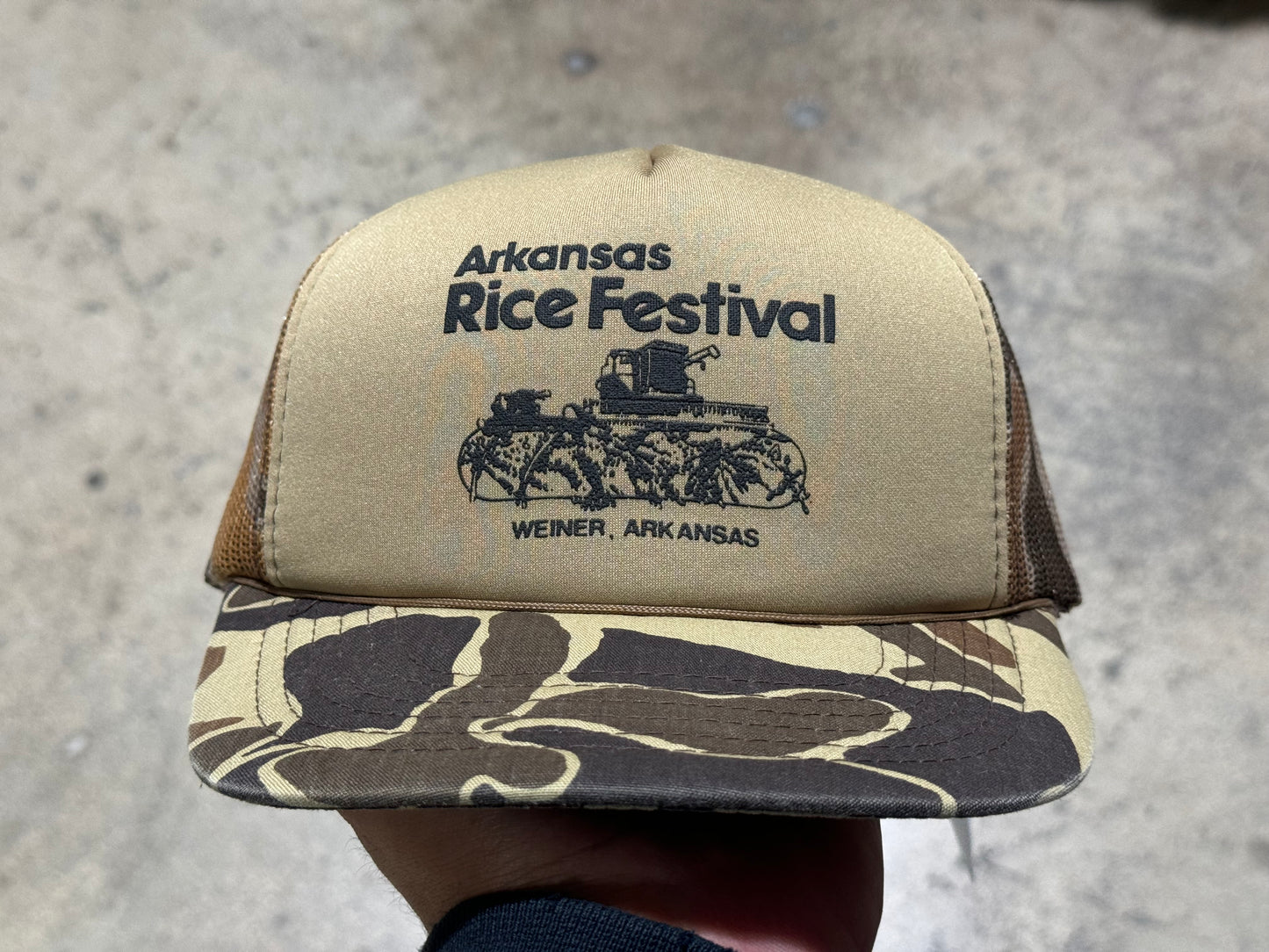 Arkansas Rice Festival Camo Trucker