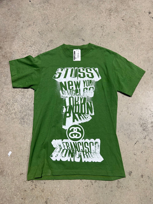 Stussy Block Letter Tee - Green Size Medium