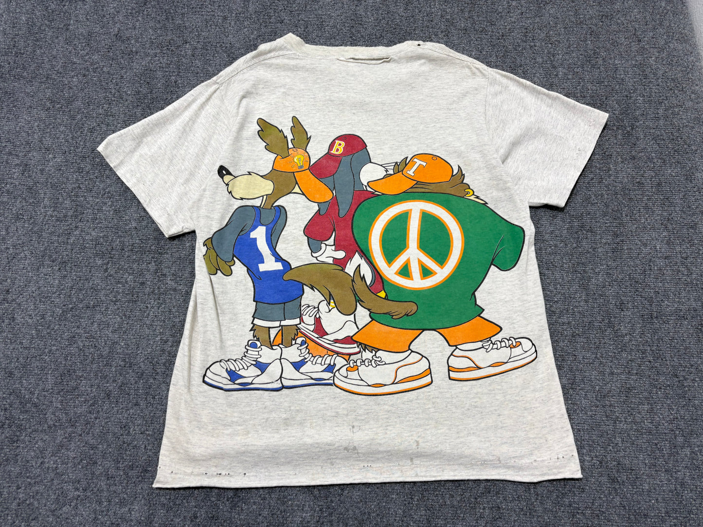 1993 Looney Tunes Basketball Tee - Grey Size XL