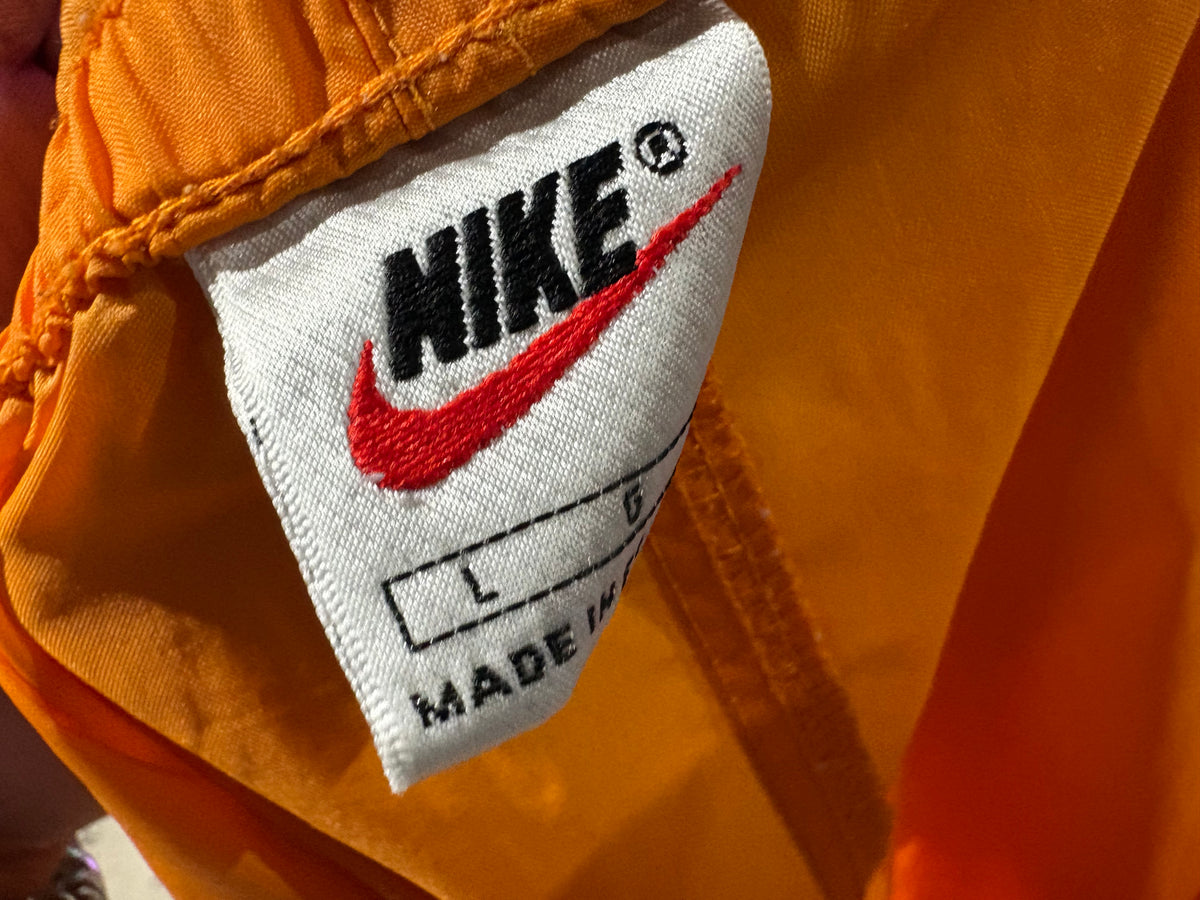 90s Nike Spell Out Track Pants - Orange Size Large
