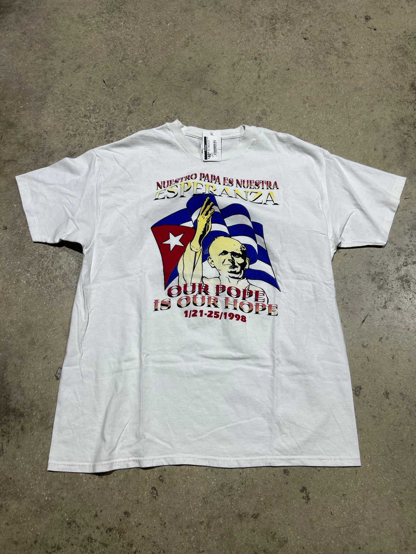 Our Pope Is Our Hope Cuba Tee - White Size XL