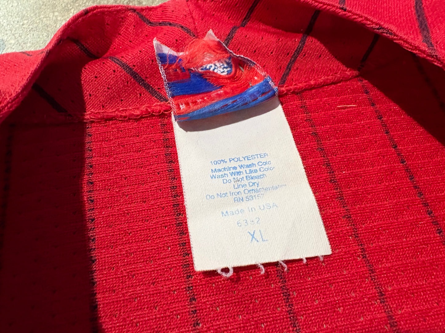 Majestic Atlanta Braves Pinstripe Baseball Jersey - Red Size XL