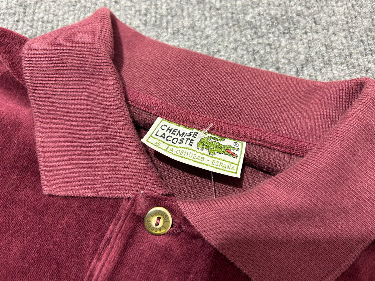 Lacoste Velour Long Sleeve Polo - Burgundy Size XL