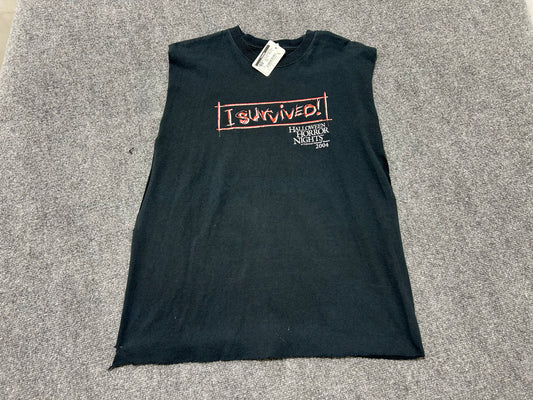 Cutoff Sleeveless 2004 I survived Halloween Horror Nights Tee - Black Size Large