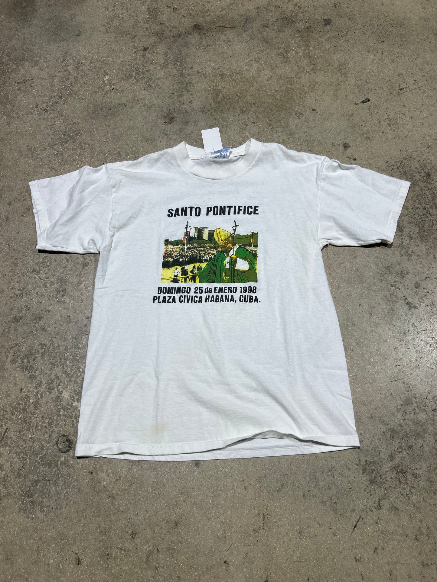 1998 Santo Pontifice Pope Tee - White Size Large