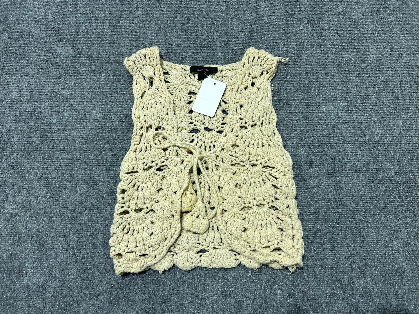 Express Crochet Vest Top - Beige Size XS