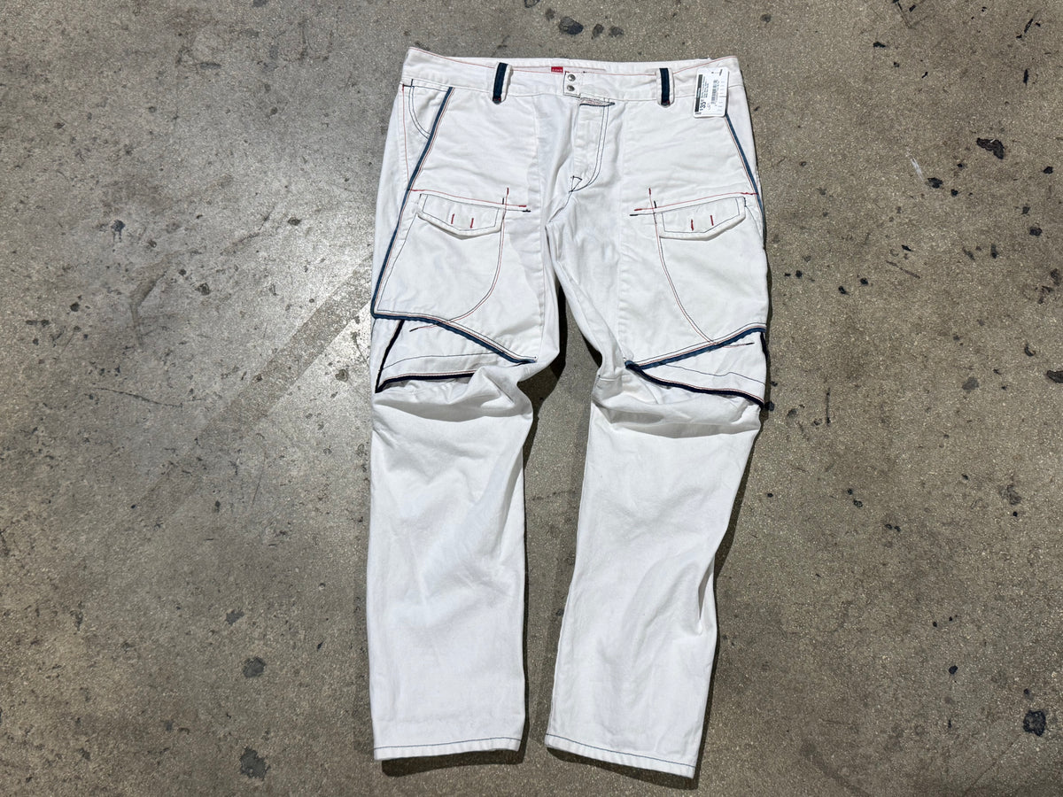 Marithe Francois Girbaud Cargo Denim Jeans - White Size 36x30